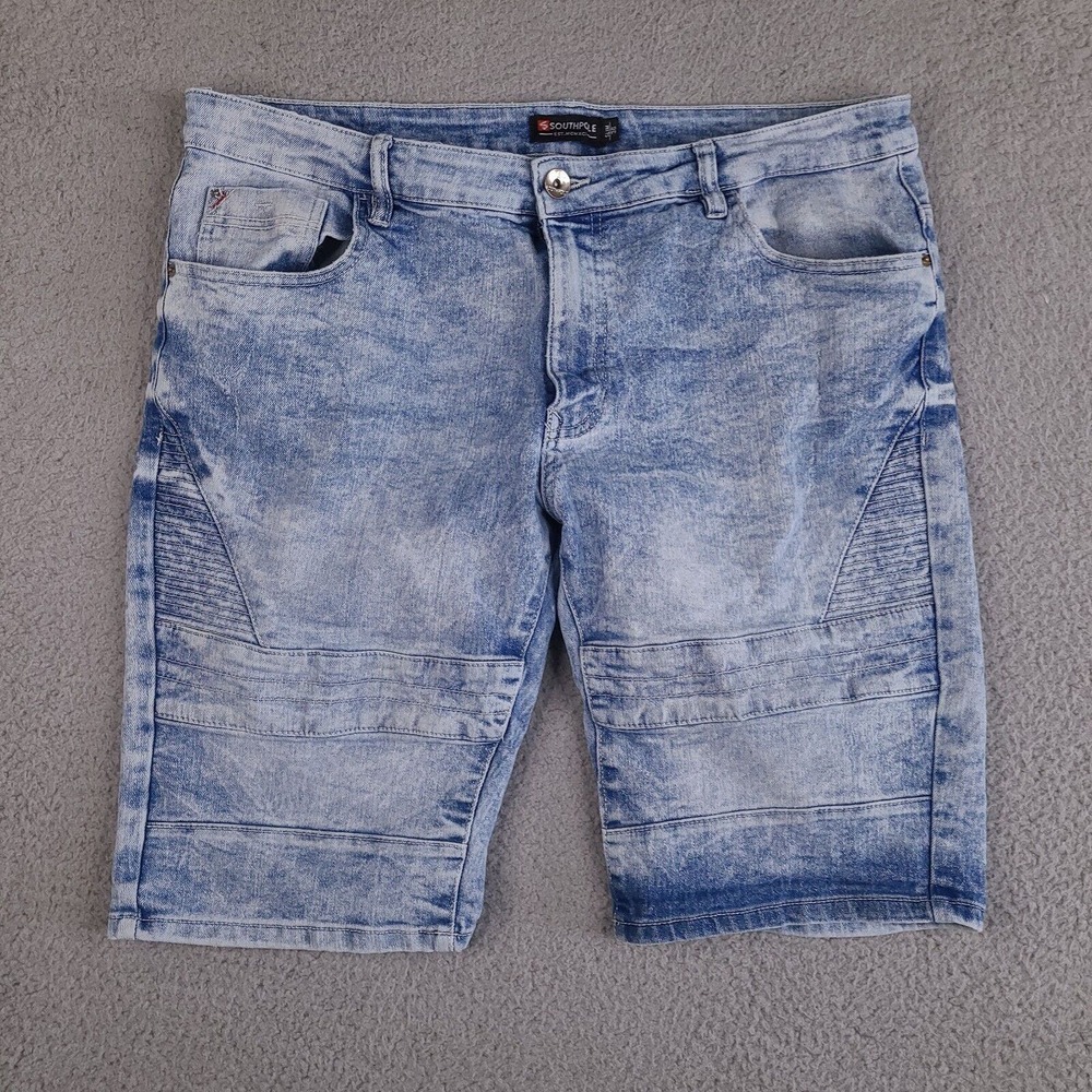 Southpole Shorts Men’s 38 Blue Slim‎ Fit Acid Wash Denim Jeans Stretch
